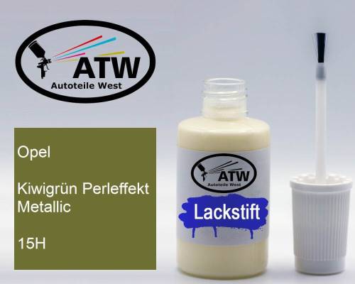 Opel, Kiwigrün Perleffekt Metallic, 15H: 20ml Lackstift, von ATW Autoteile West.